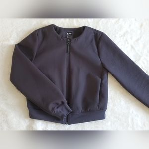 NIKE Womens Oil Gray Long Sleeve Front Full Zip Closure Sport Tech Jacket XS